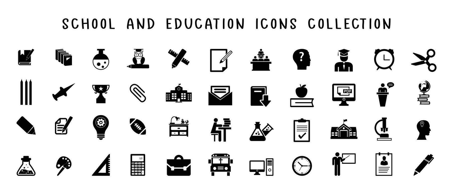 Set of school and education icons. Vector illustration of school equipments
