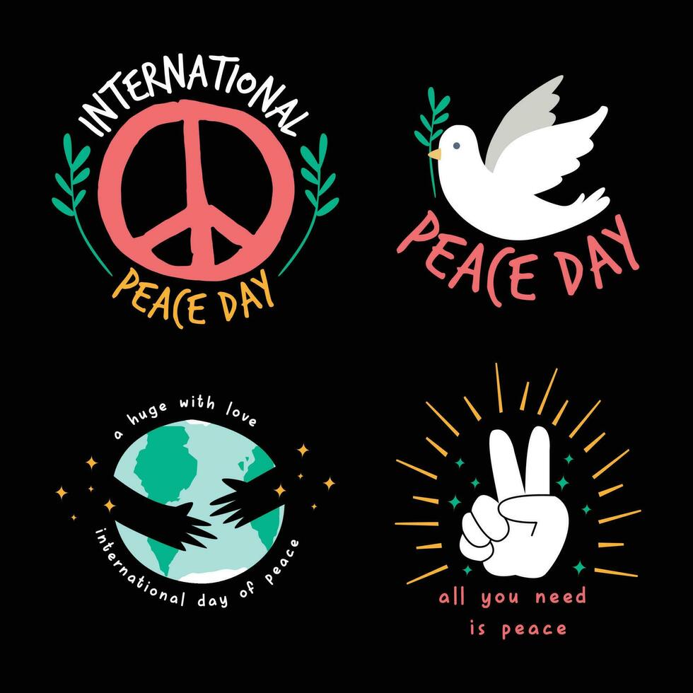 conjunto de internacional día de paz etiquetas y insignia. vector ilustración