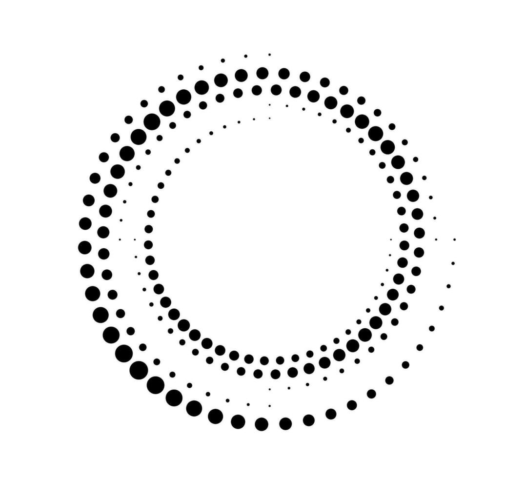 punteado degradado círculo. trama de semitonos efecto circular punteado marco. Progreso redondo cargador. medio tono círculo. vector ilustración aislado en el blanco antecedentes