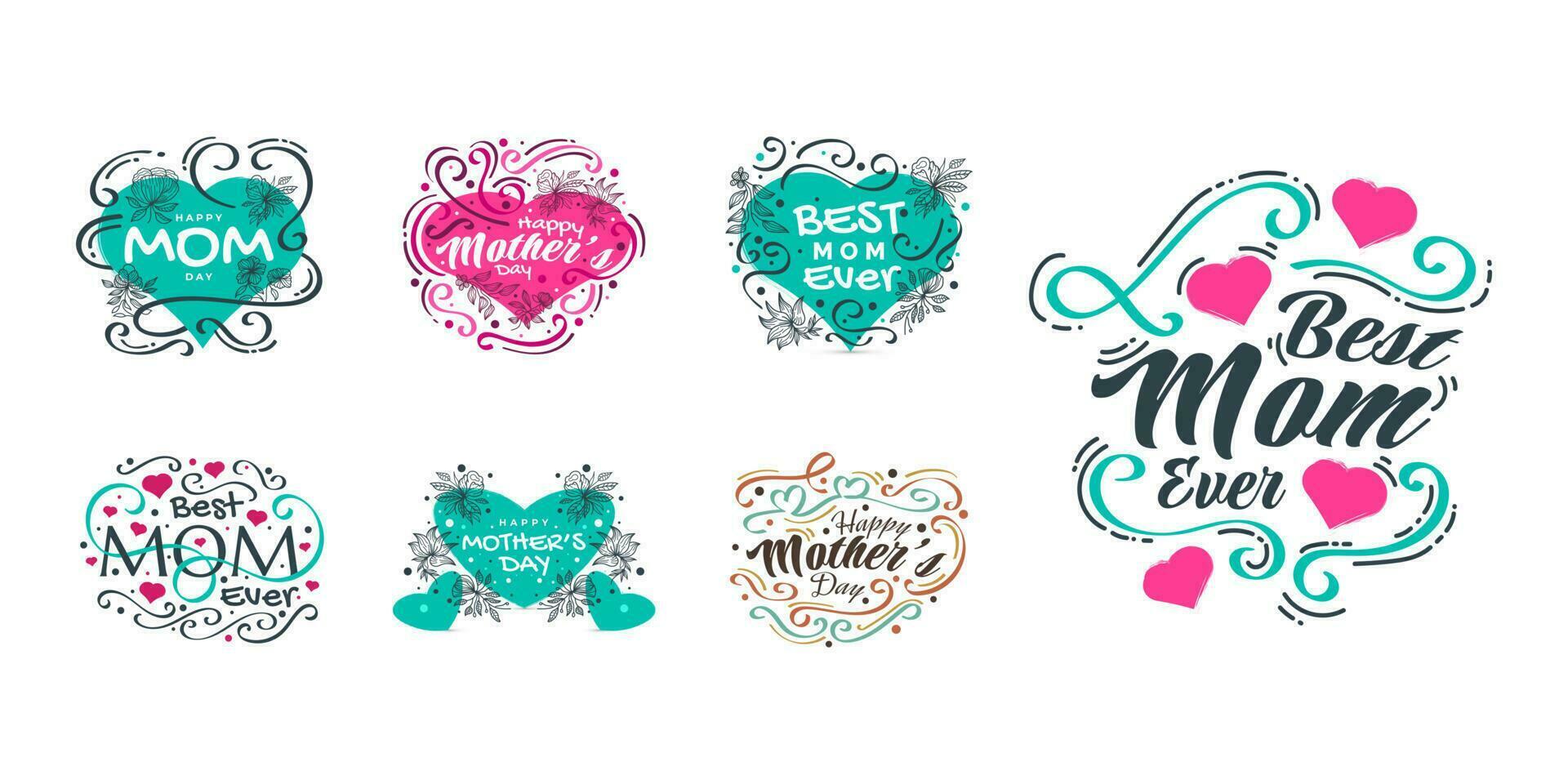 Cute Mother's Day Lettering Collection. Usable for Poster, Banner, Sticker, Label, Card, and T Shirt Designs vector