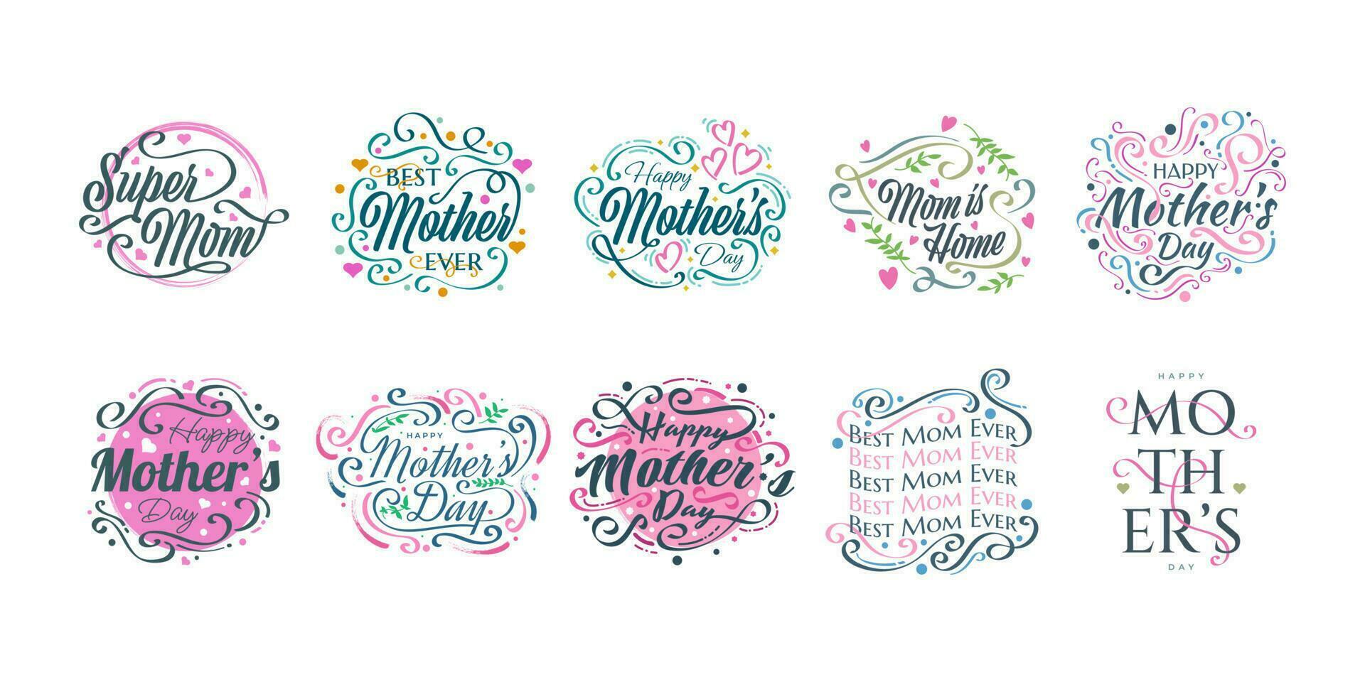 Cute Mother's Day Lettering Collection. Usable for Poster, Banner, Sticker, Label, Card, and T Shirt Designs vector