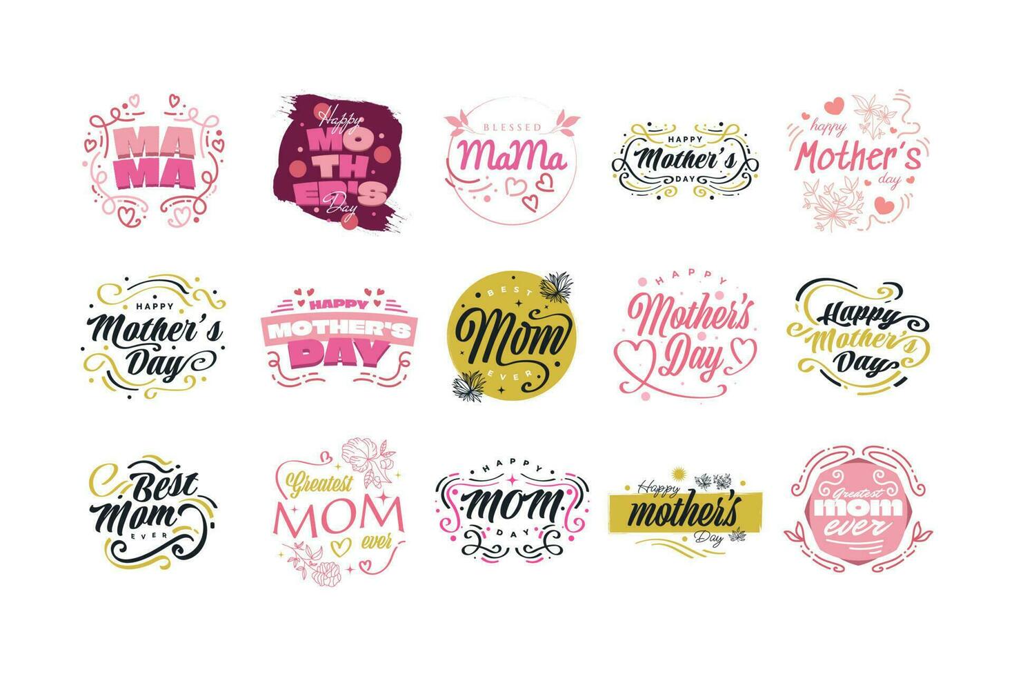 Cute Mother's Day Lettering Collection. Usable for Poster, Banner, Sticker, Label, Card, and T Shirt Designs vector