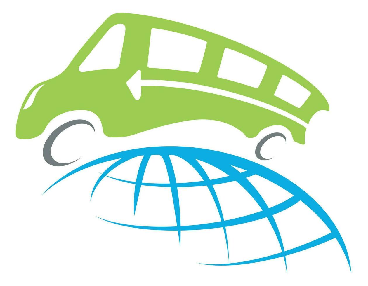 A bus travel around whole world vector