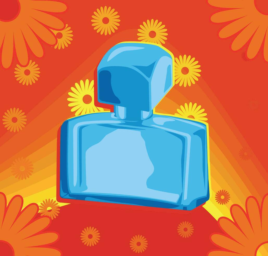 Perfume bottle on red background vector