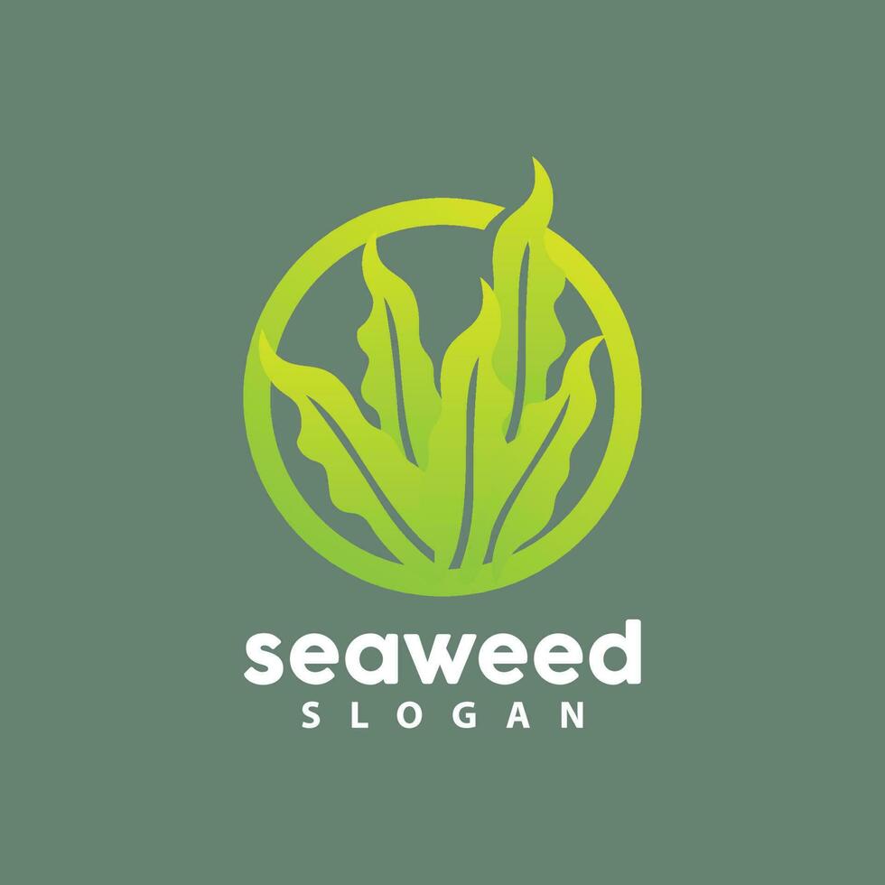 Seaweed Logo, Underwater Plant Vector, Simple Leaf Design, Illustration Template Symbol Icon vector