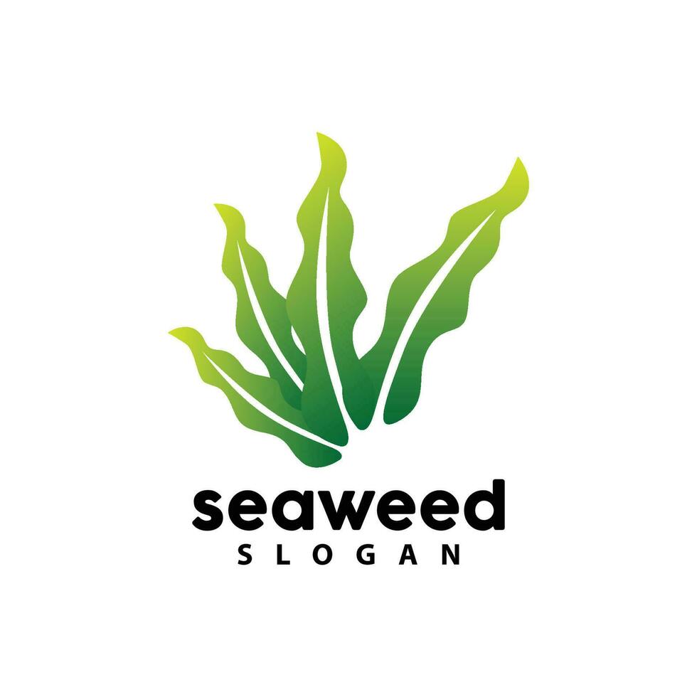 Seaweed Logo, Underwater Plant Vector, Simple Leaf Design, Illustration Template Symbol Icon vector