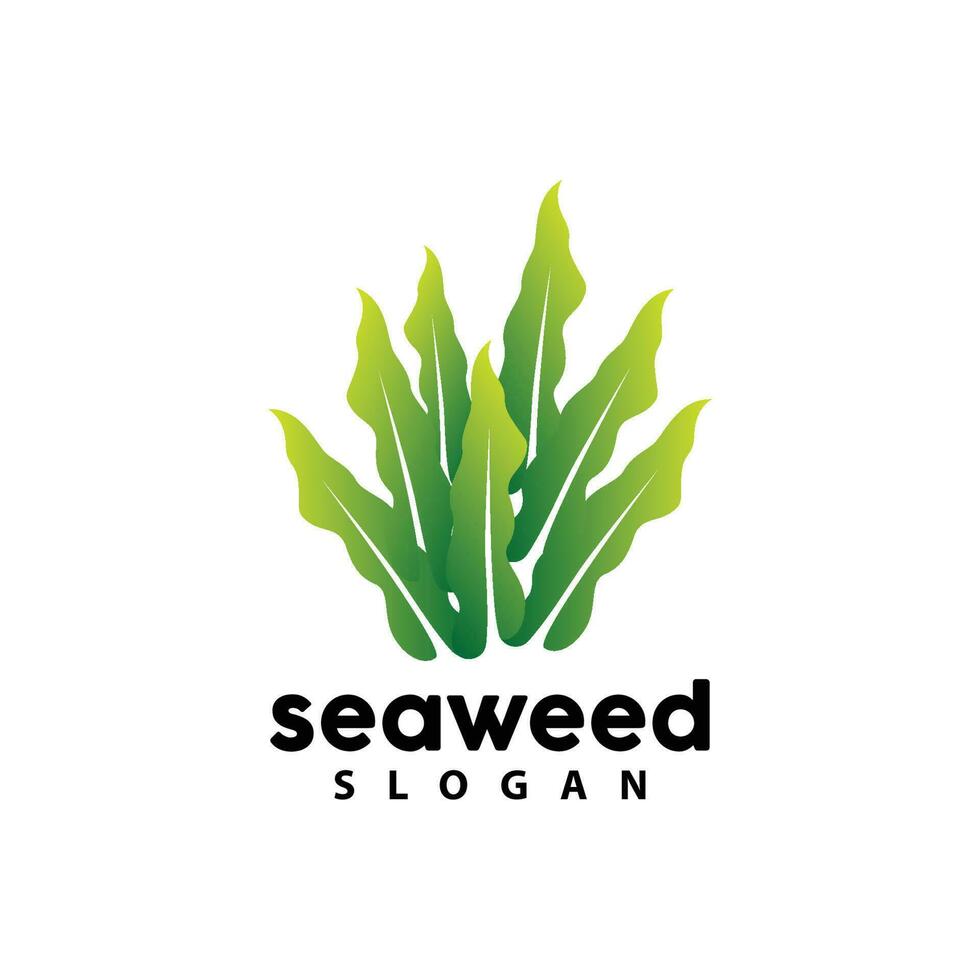 Seaweed Logo, Underwater Plant Vector, Simple Leaf Design, Illustration Template Symbol Icon vector