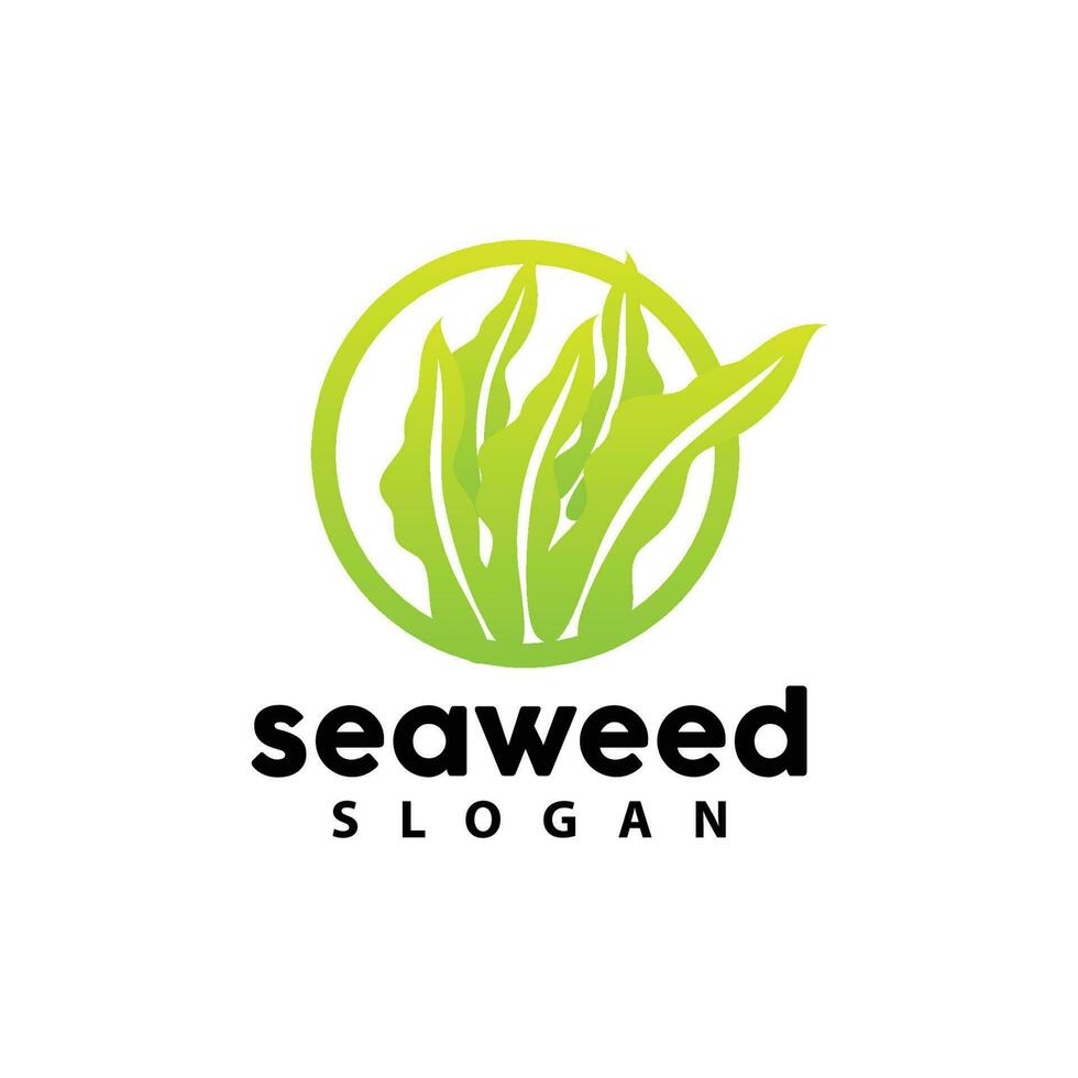 Seaweed Logo, Underwater Plant Vector, Simple Leaf Design, Illustration Template Symbol Icon vector