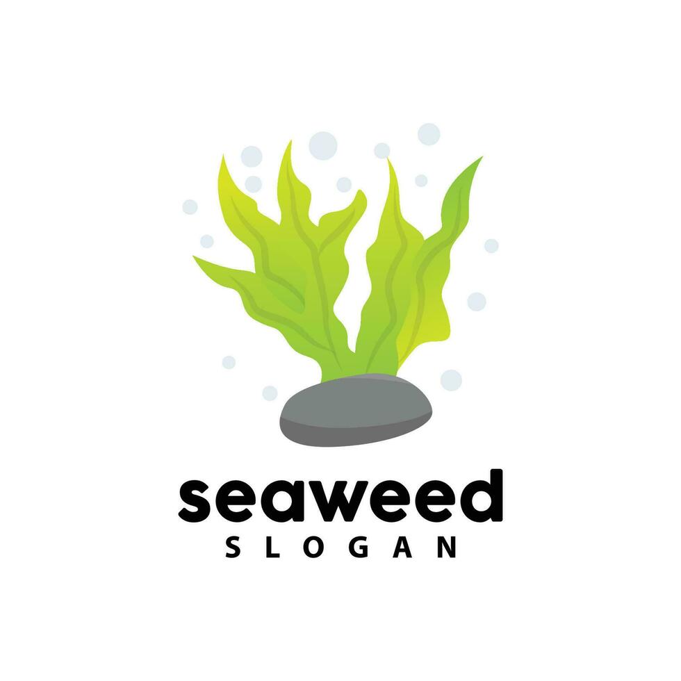 Seaweed Logo, Underwater Plant Vector, Simple Leaf Design, Illustration Template Symbol Icon vector