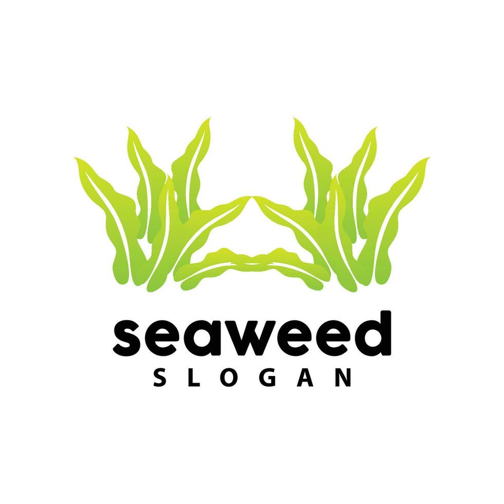 Seaweed Logo, Underwater Plant Vector, Simple Leaf Design, Illustration Template Symbol Icon vector