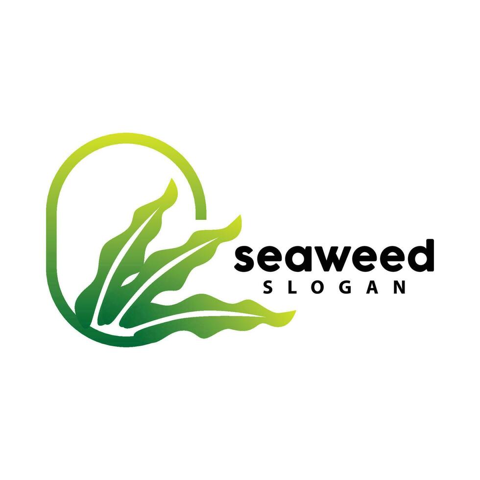Seaweed Logo, Underwater Plant Vector, Simple Leaf Design, Illustration Template Symbol Icon vector