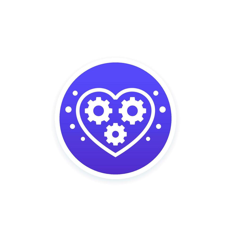 biotechnology icon with heart and gears, vector