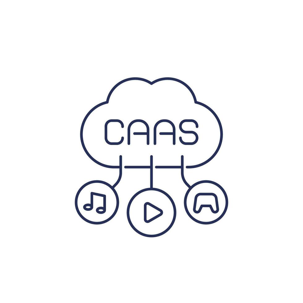 caas línea icono, contenido como un Servicio vector