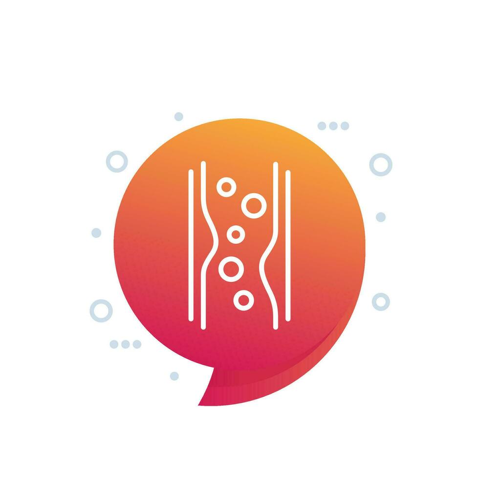 cholesterol in blood, artery line icon, vector