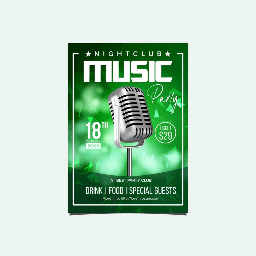 Music Party Invitation Flyer Template, Event Celebration Card vector