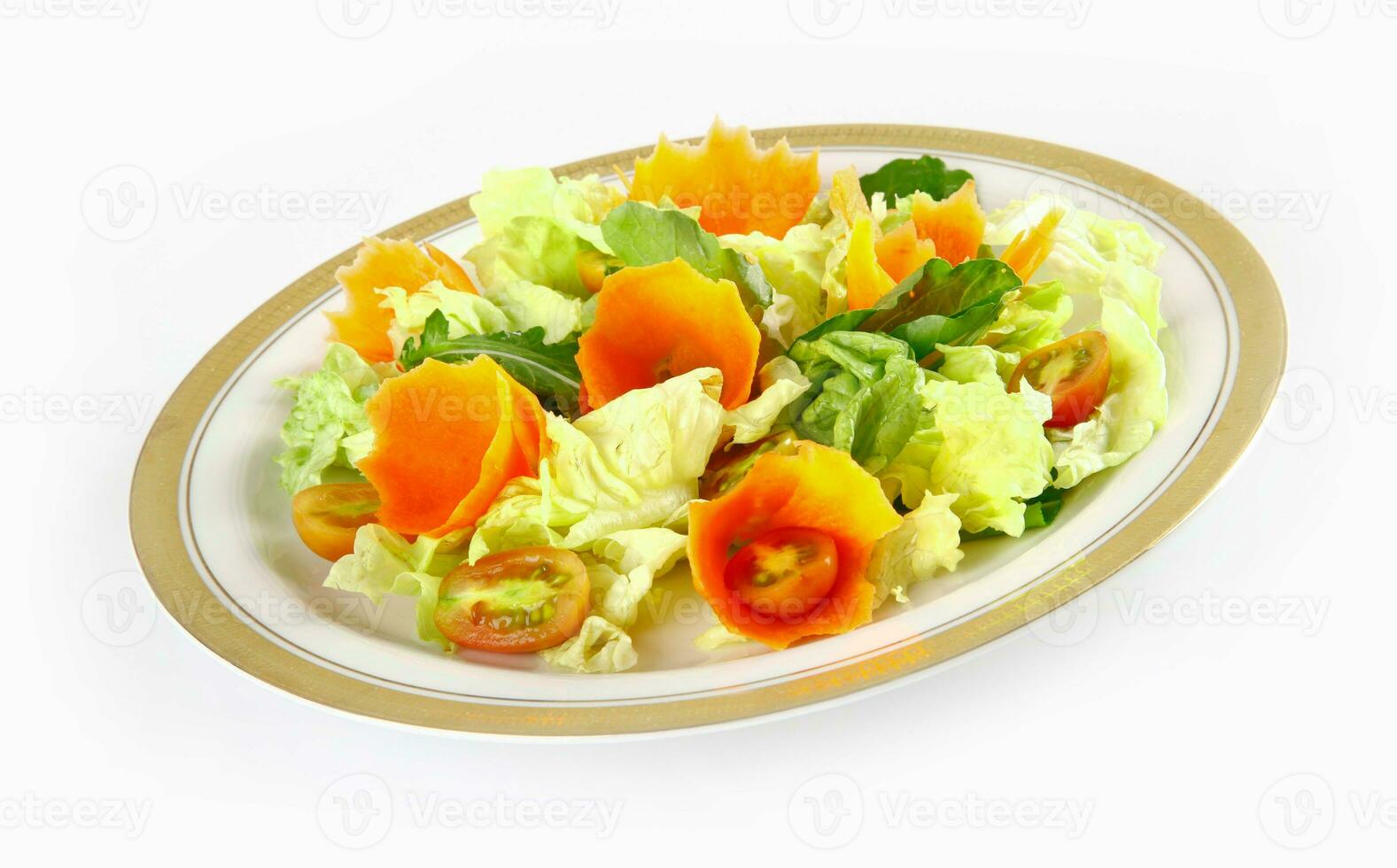 Lettuce and carrot on white background. photo