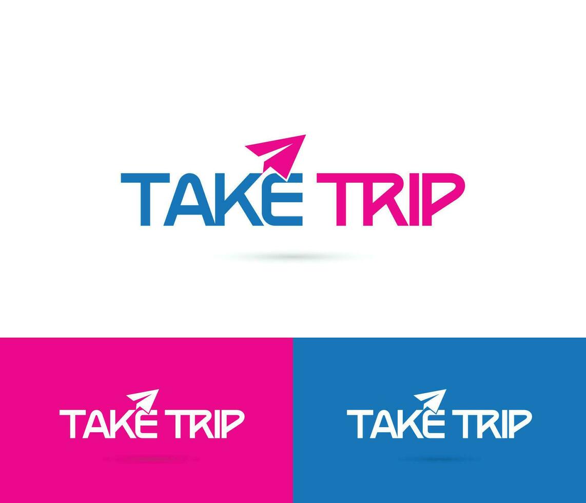 Paper airplane trip and travel logo vector