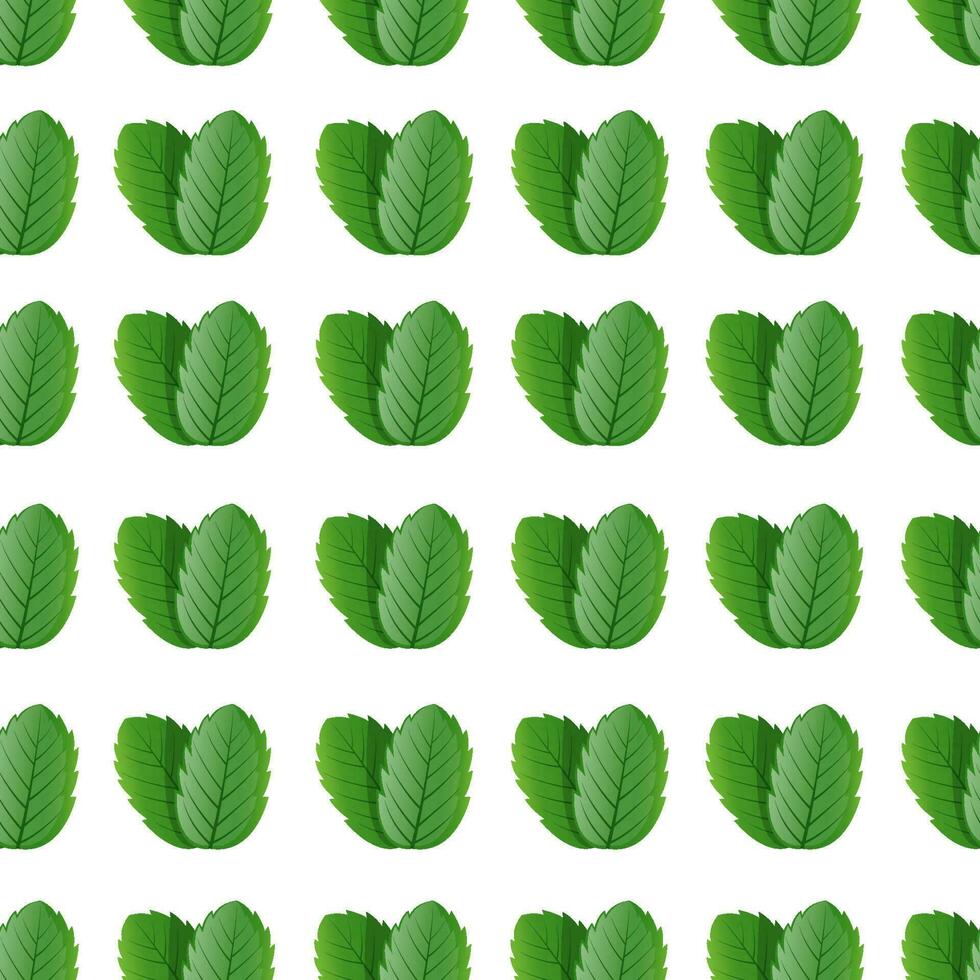 Seamless pattern with green leaves on a white background vector