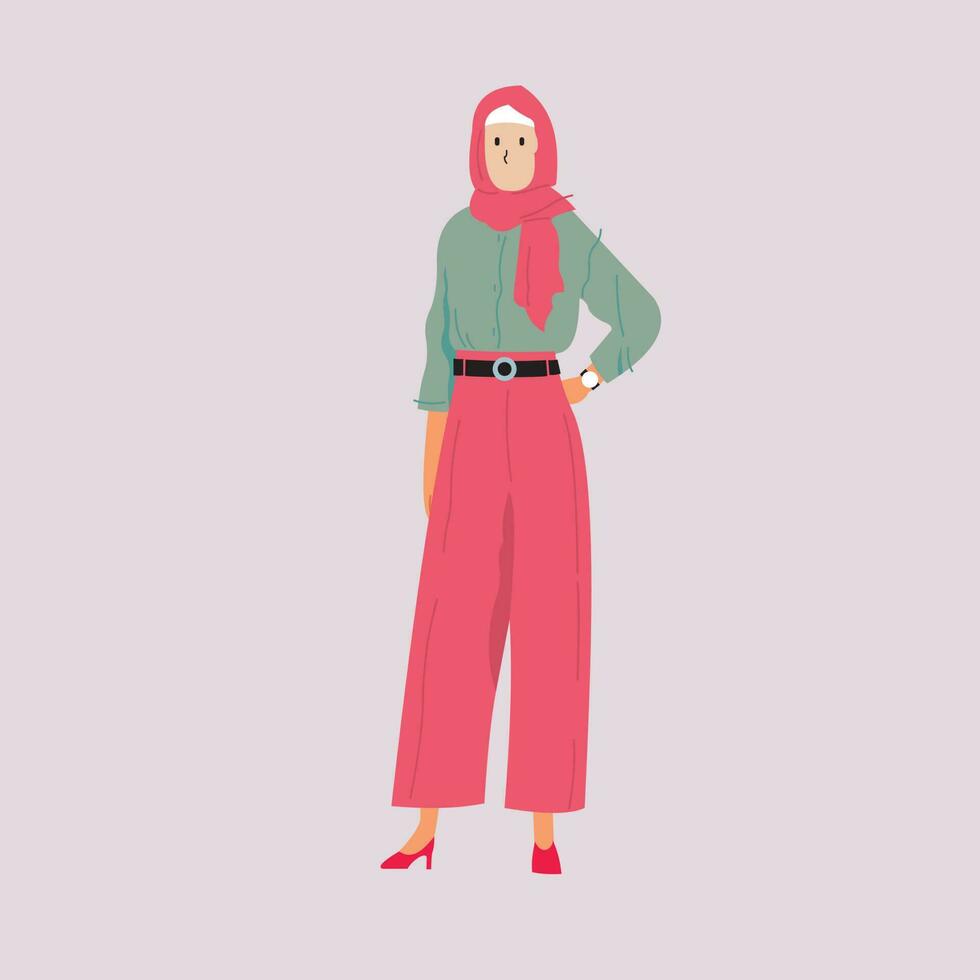 vector ilustración de de moda niña vistiendo musulmán ropa