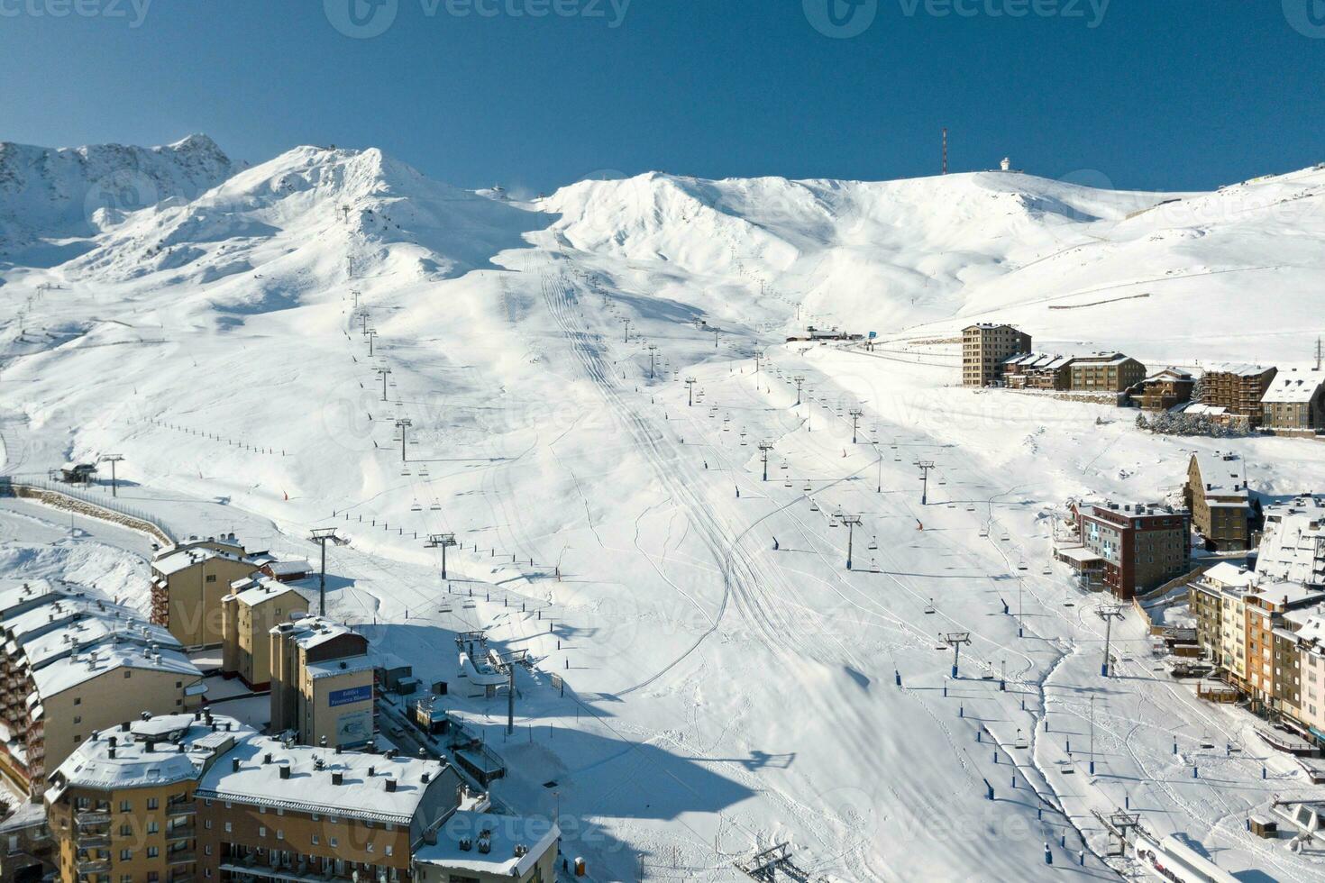 Snow-capped mountain at Grandvalira ski resort in Pas de la Casa photo