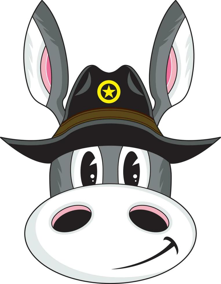 Cute Cartoon Wild West Gunslinging Donkey Cowboy Sheriff vector