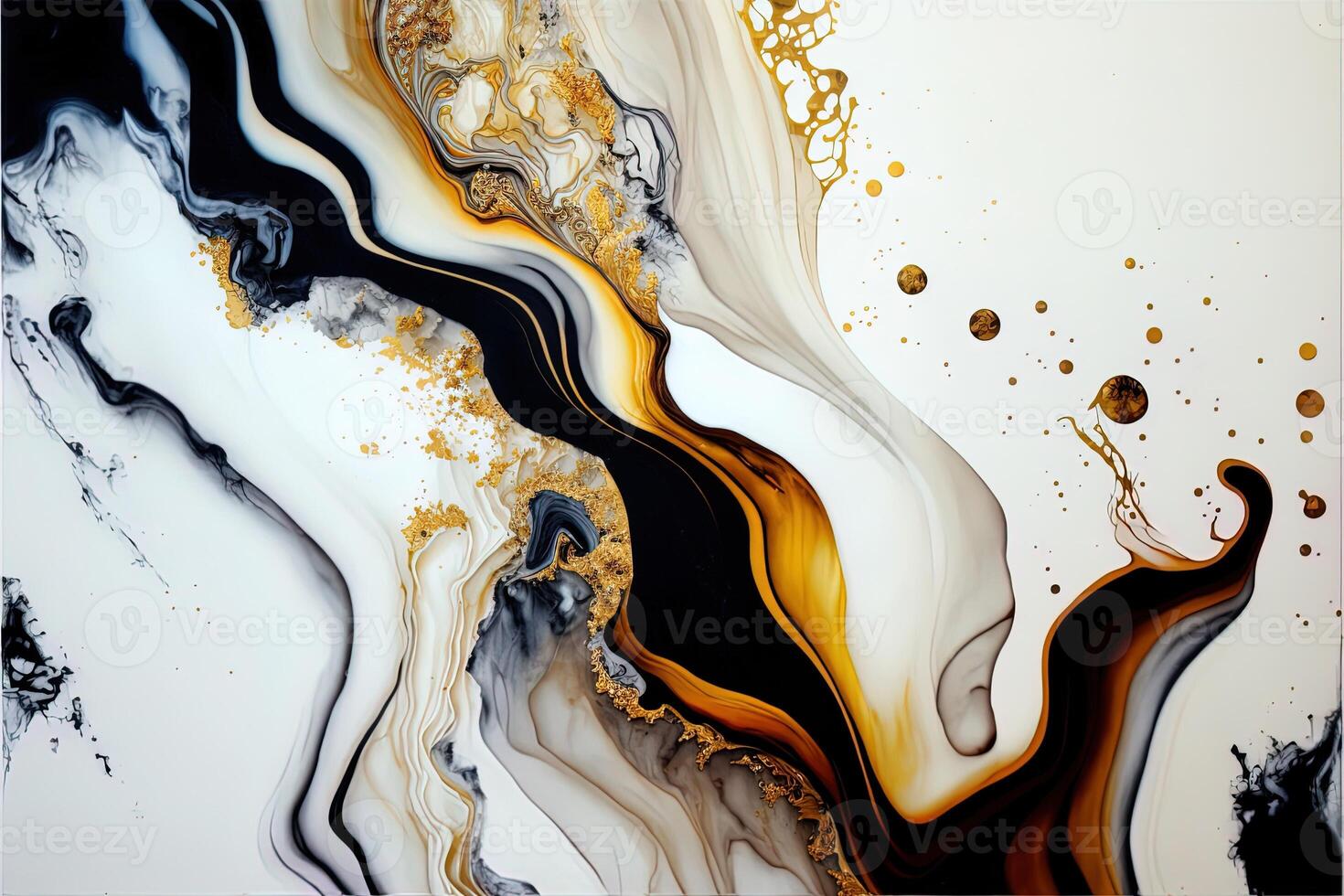 Marble ink abstract art from exquisite original painting for abstract background, color white, gold, black. Painting was painted on high quality paper texture to create smooth background photo