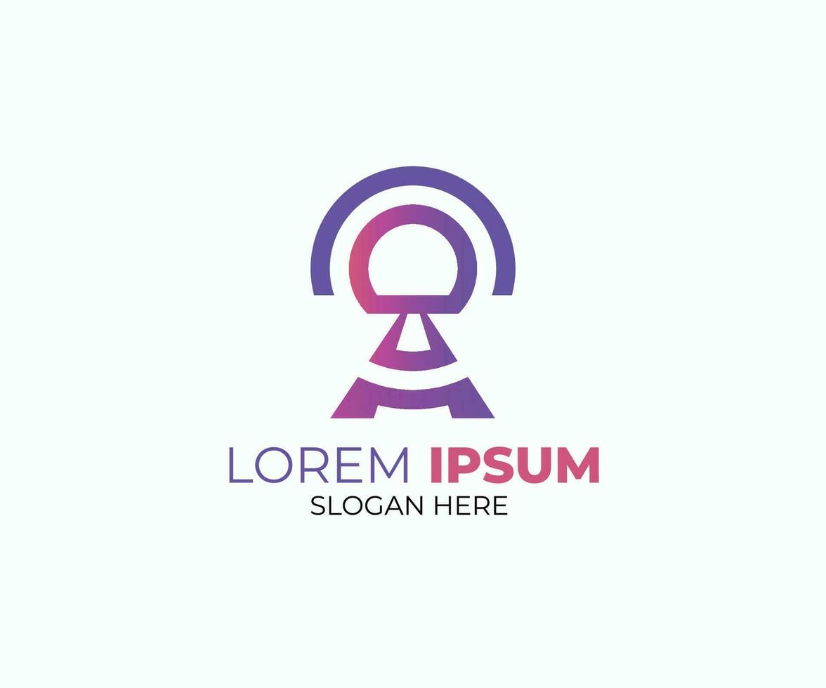 Wireless network logo or robotic modern minimal logo vector
