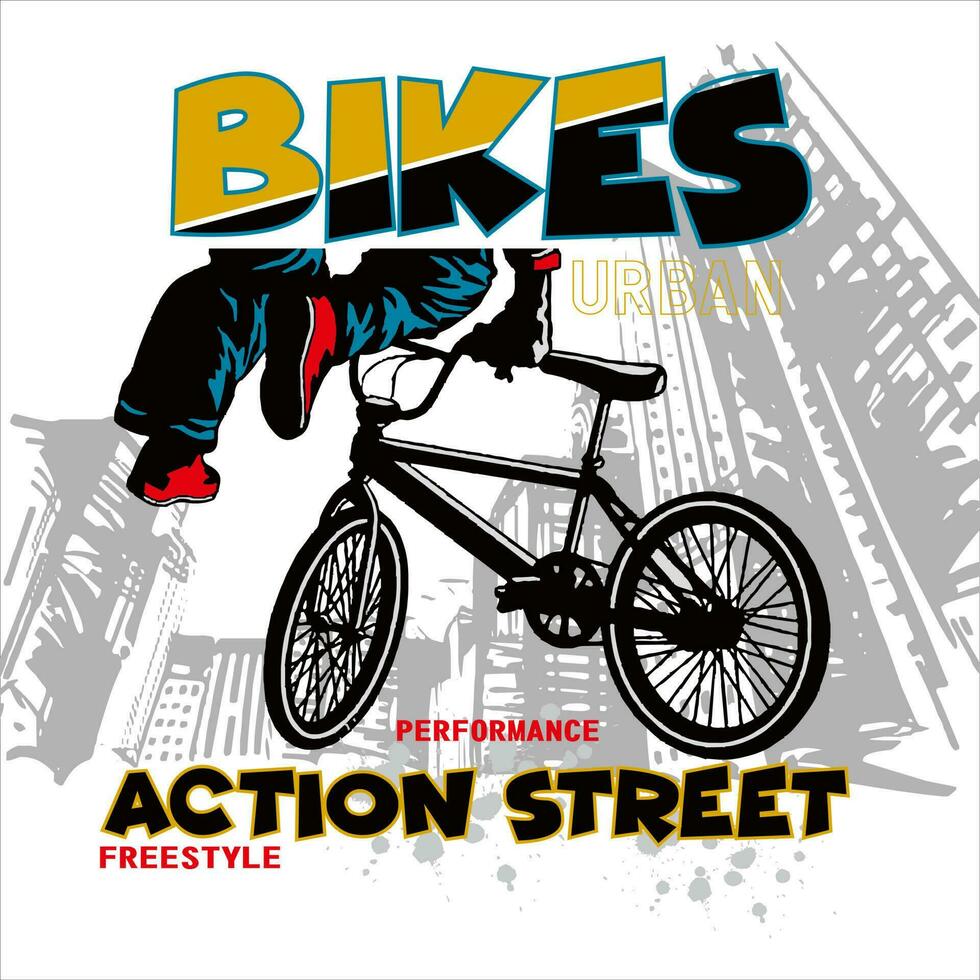 bikes action street illustration vector design