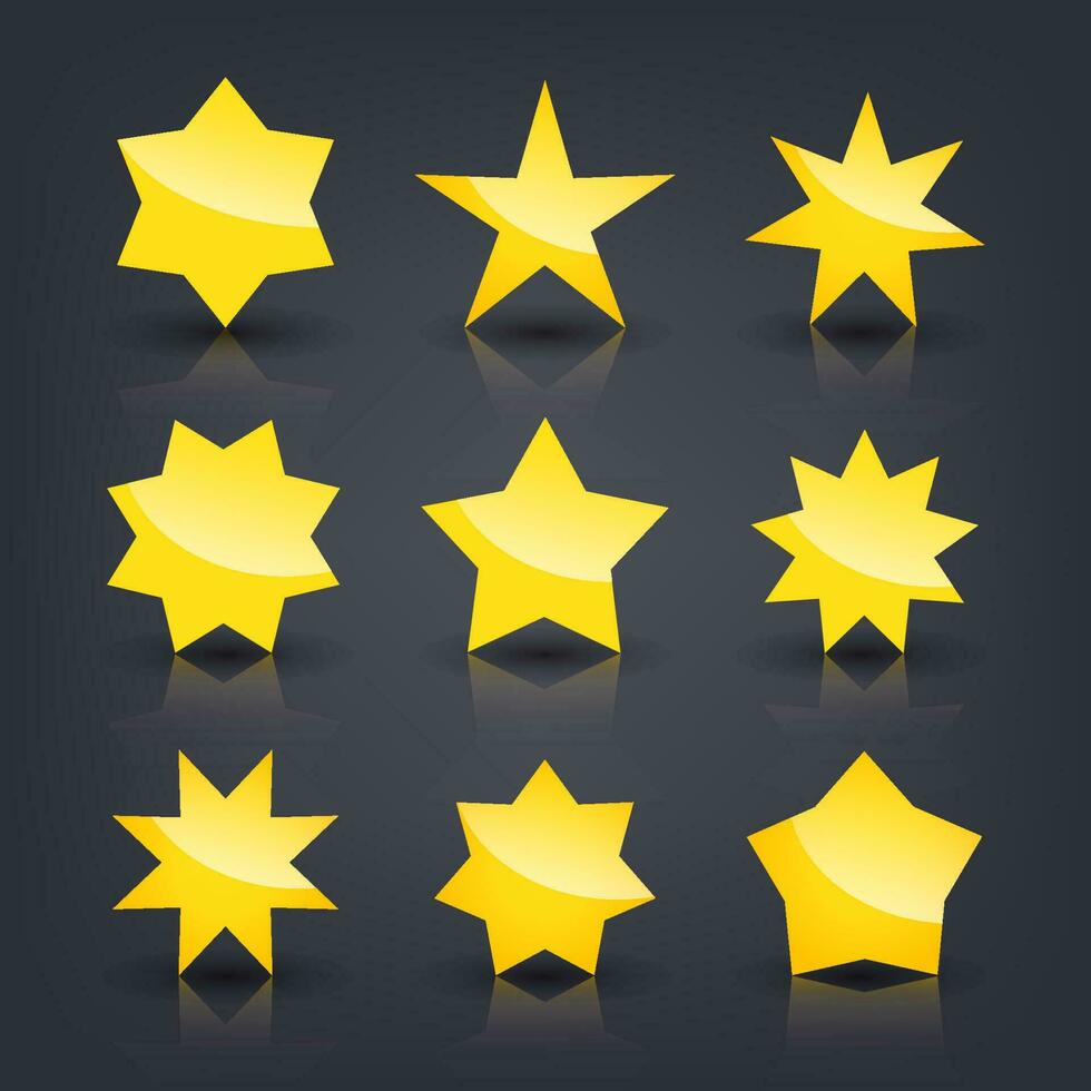 Vector set of yellow glossy stars