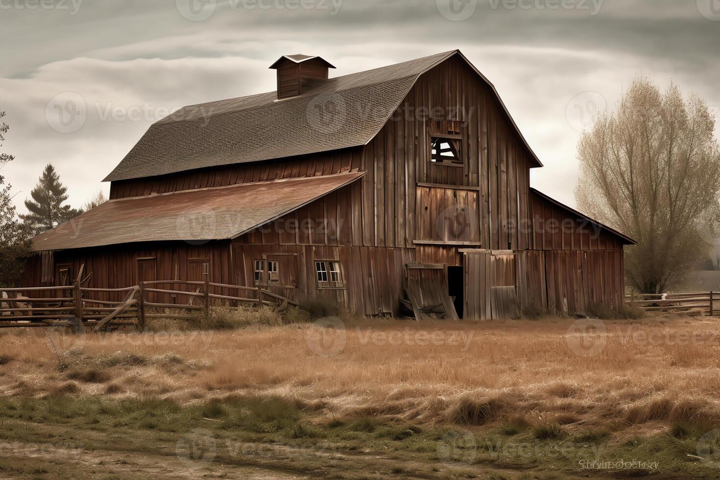 Barn old created using technology. photo