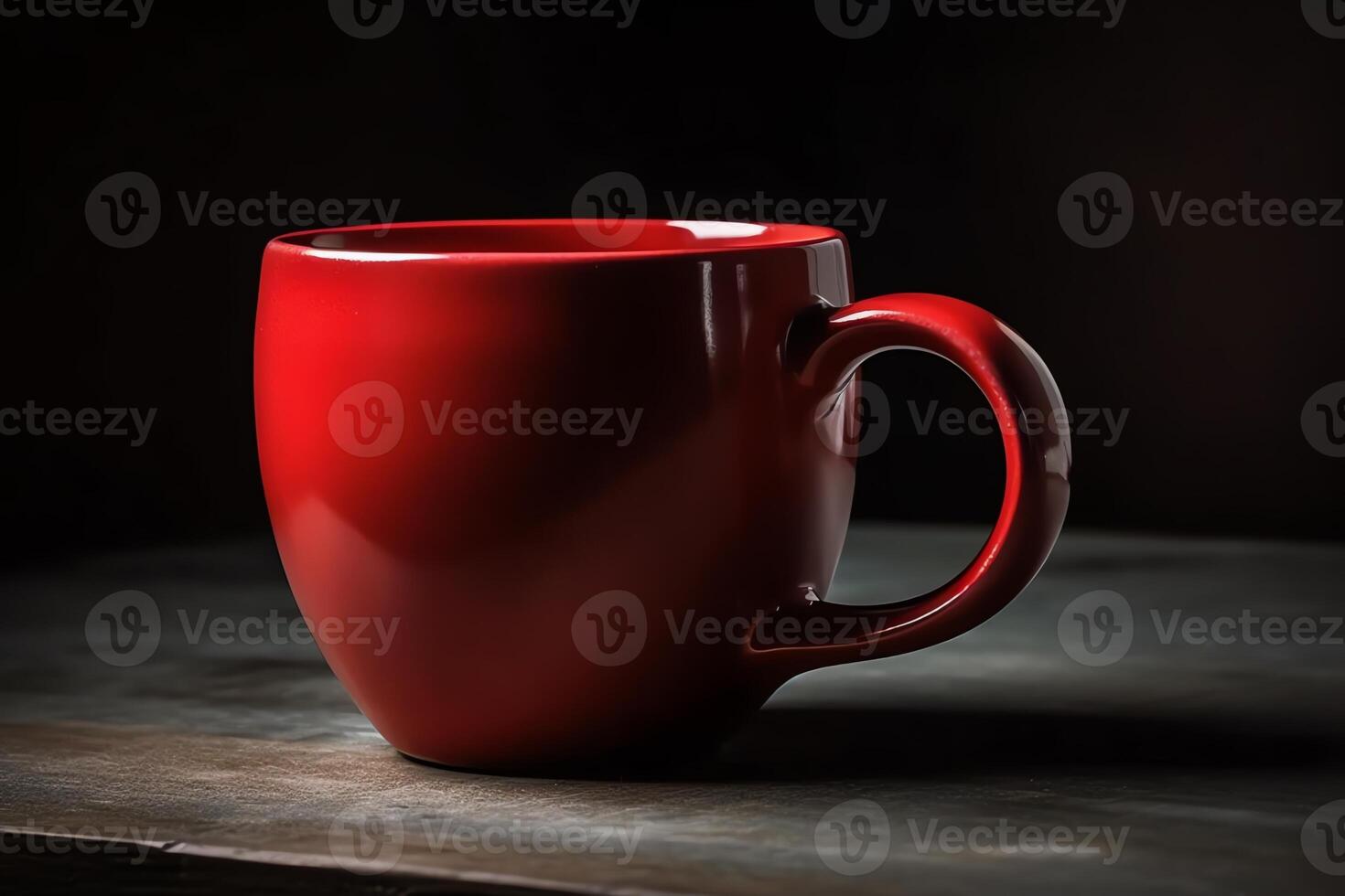 Red tea or coffee mug side view. photo