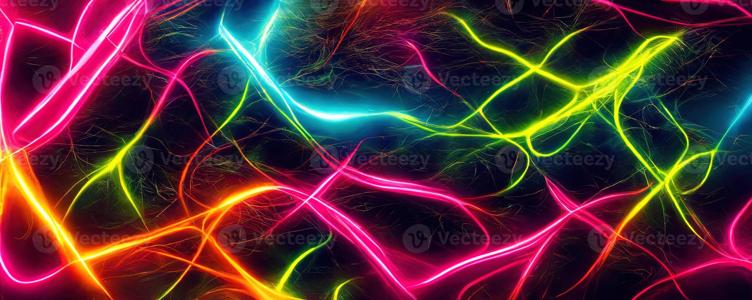 illustration of gaming background abstract, cyberpunk style of gamer wallpaper, neon glow light of sci-fi. Glowing iridescent neon lights for both light and dark backgrounds. photo
