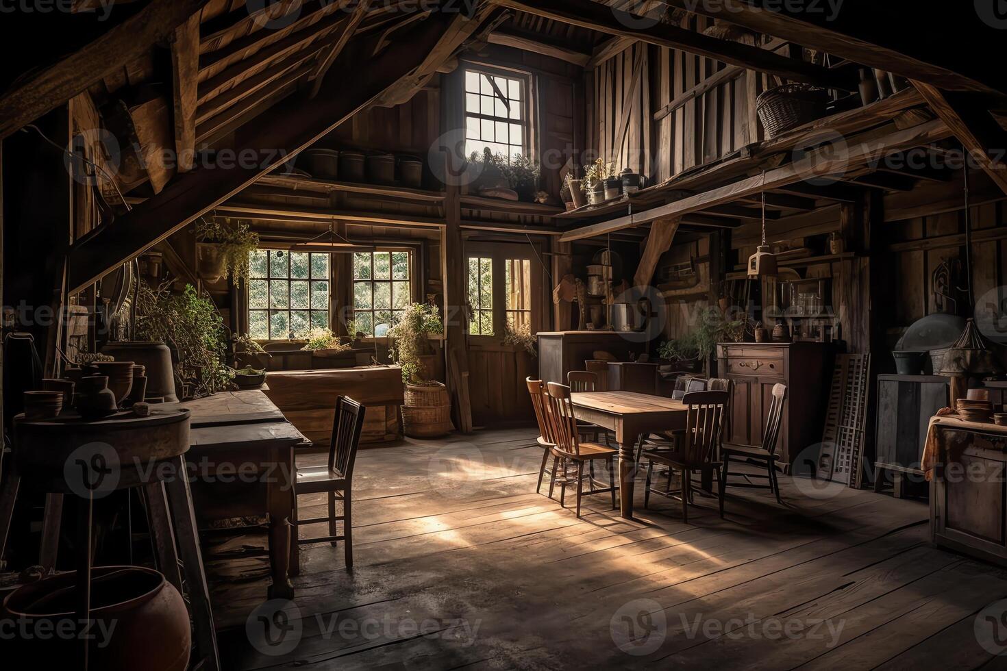 An interior design magazine style photo of the interior of a barn.