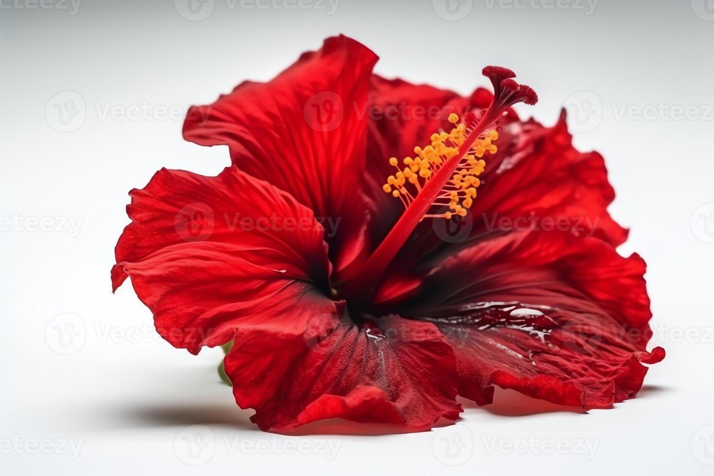Red hibiscus flower on white background. photo