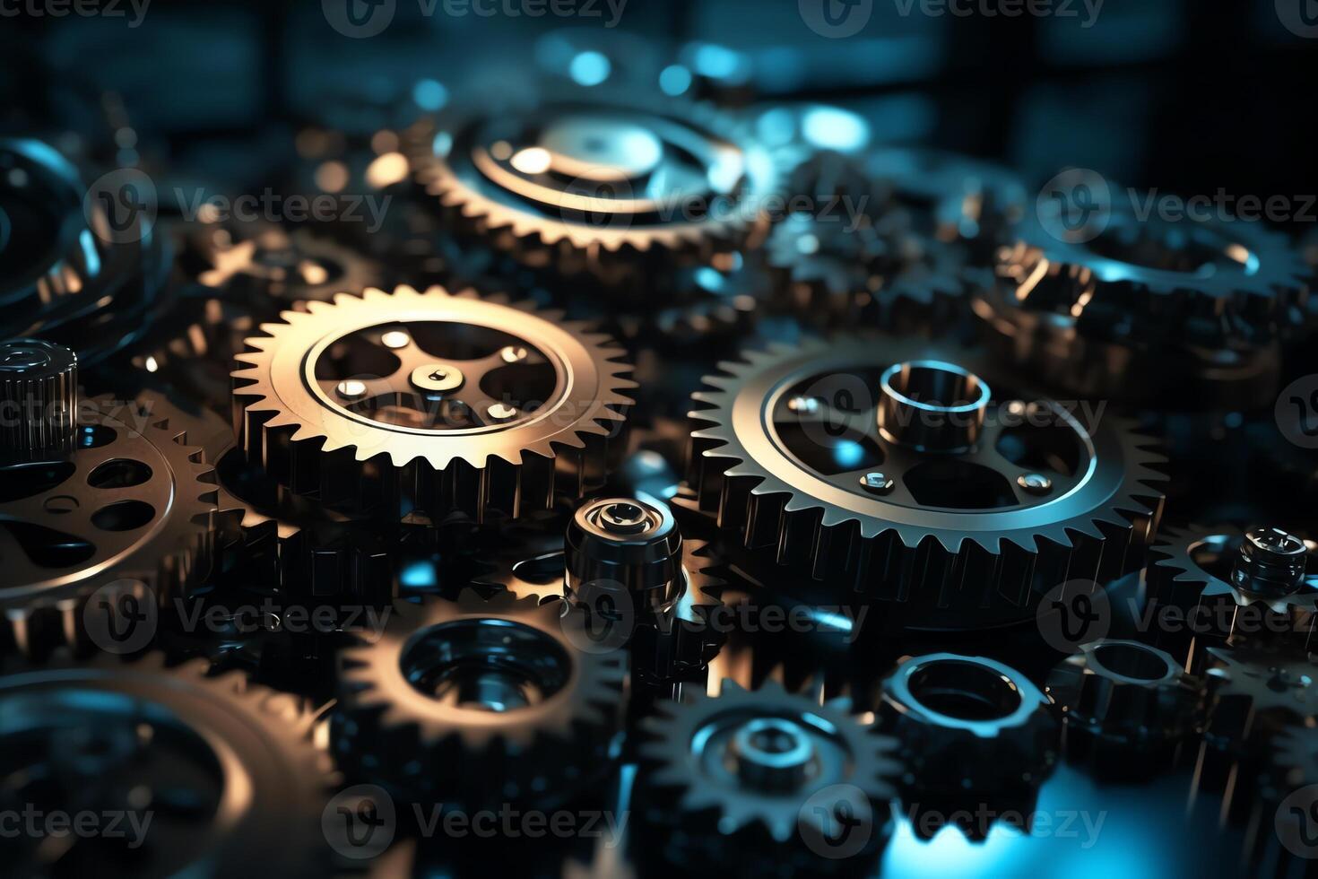Cogs and gear wheel mechanisms hitech digital technology and engineering abstract technical background. photo
