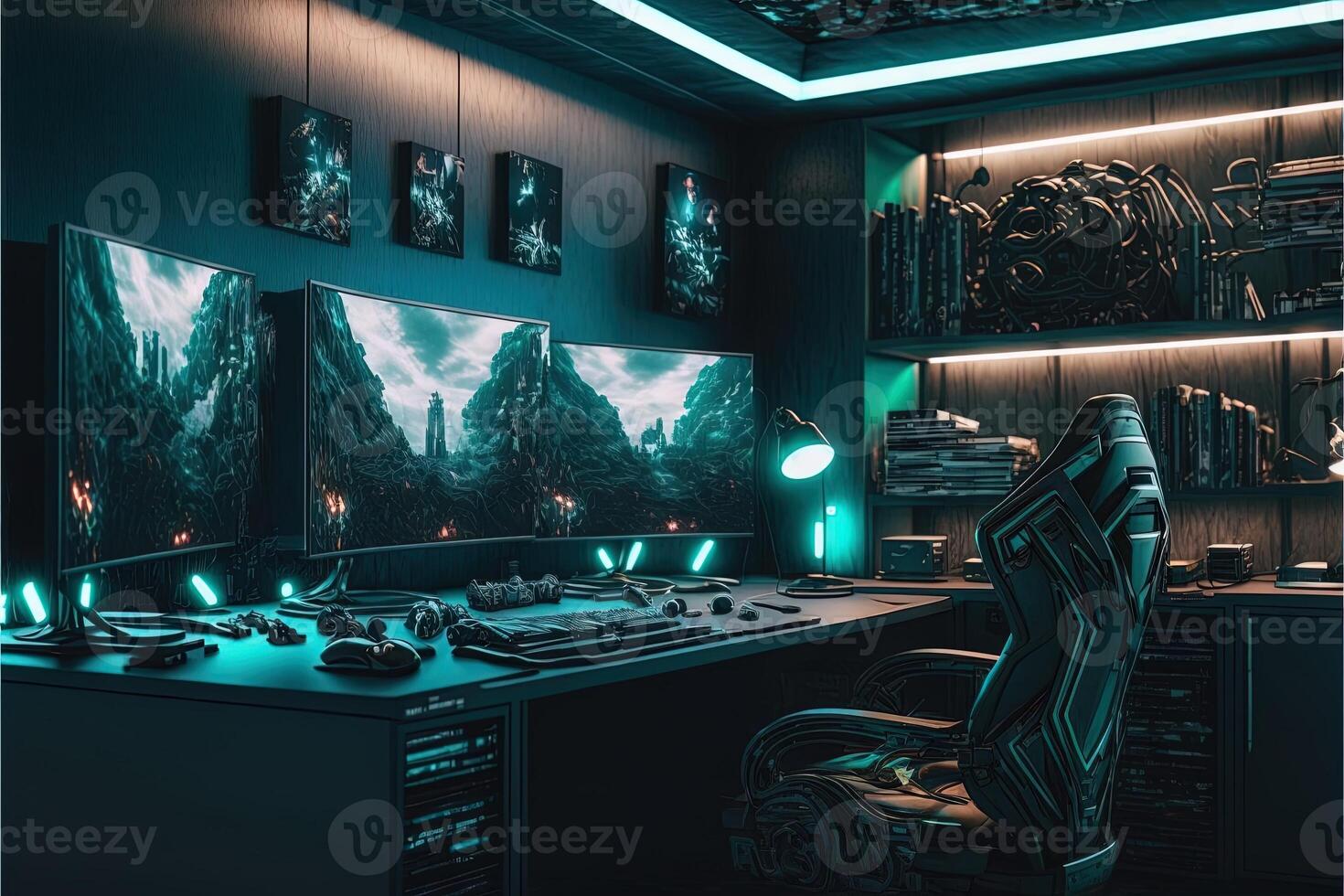 ArtStation - Green Gamer Room