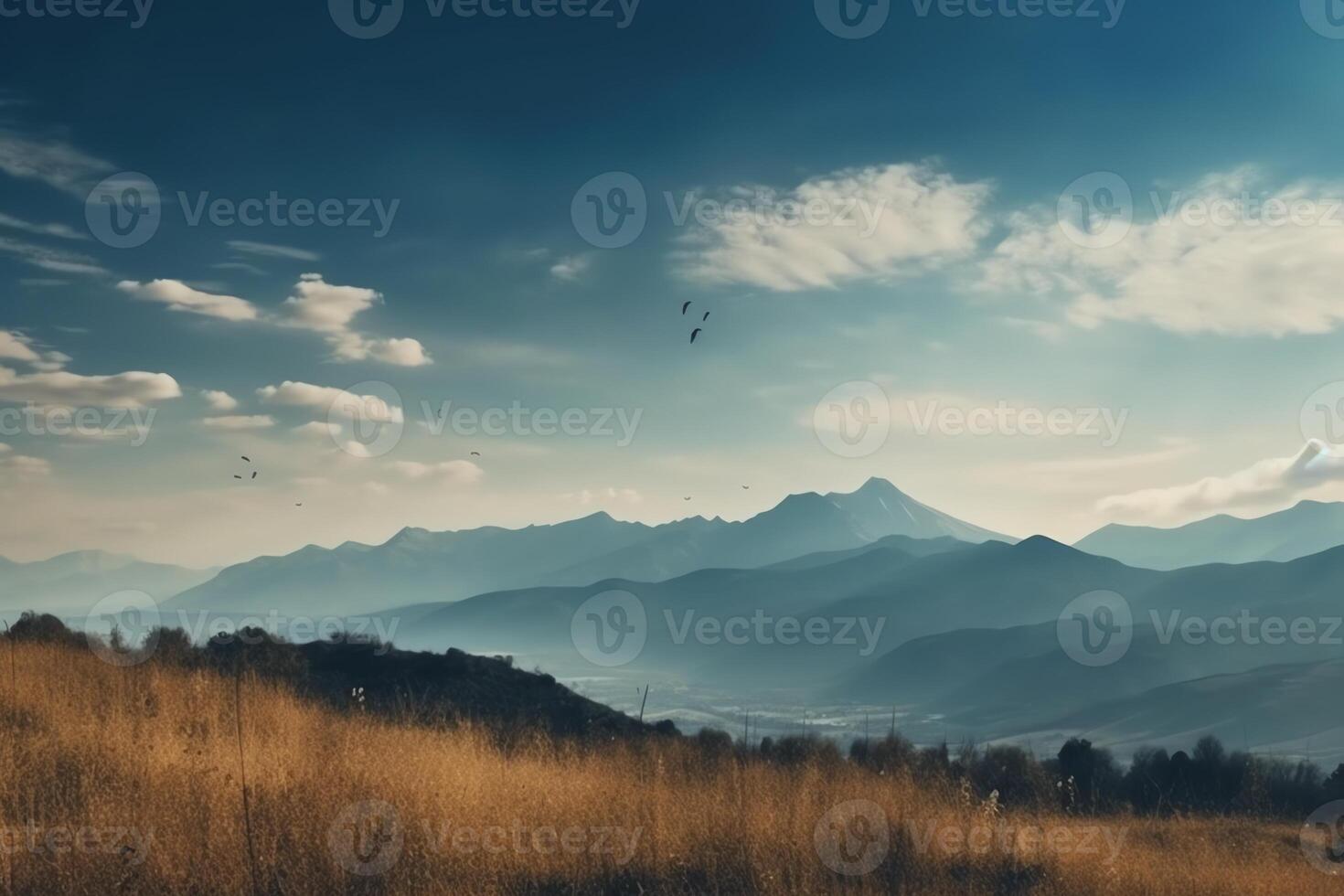 el cielo y montañas un sencillo antecedentes. ai generado foto