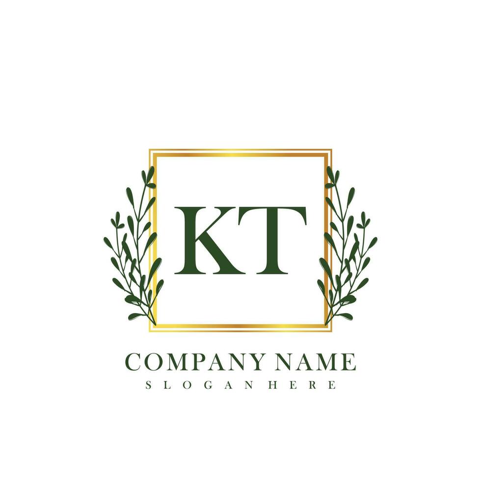 KT Initial beauty floral logo template vector