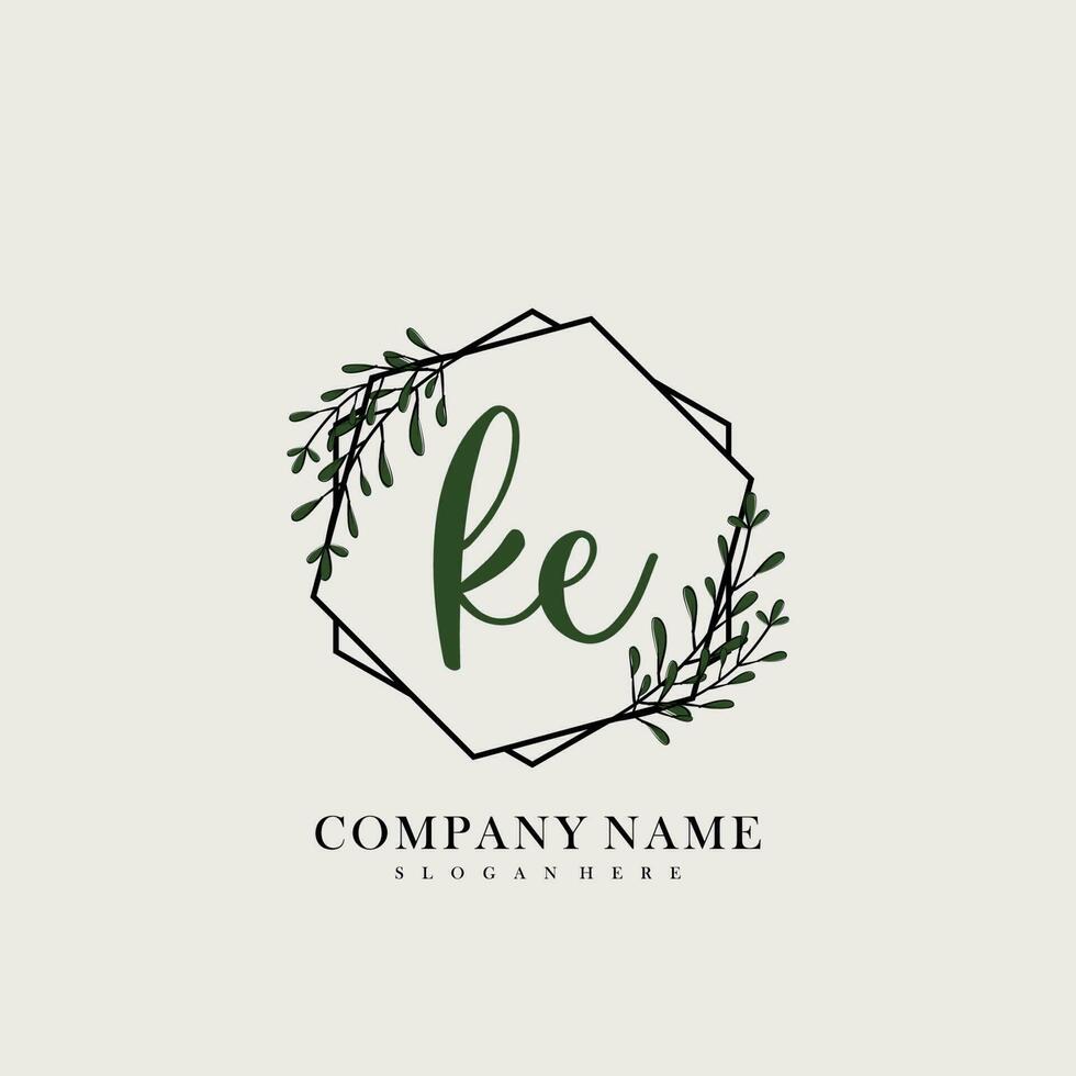 KE Initial beauty floral logo template vector