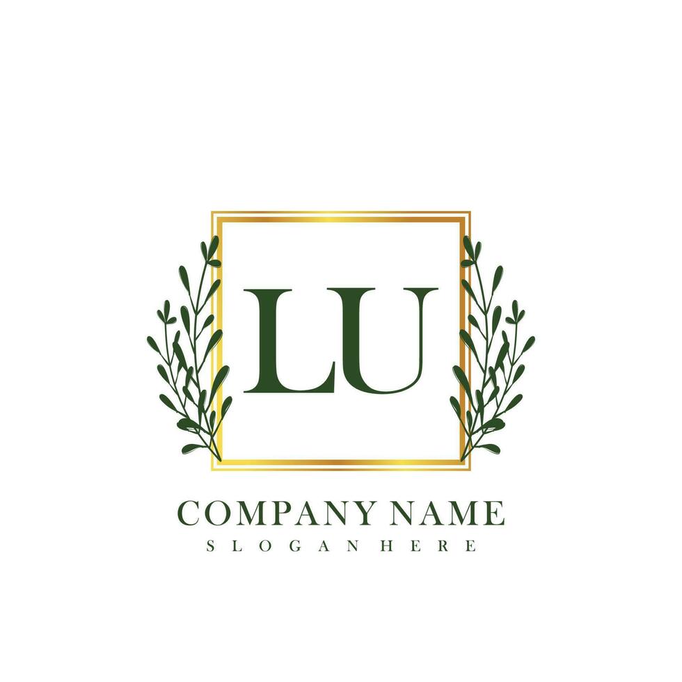 LU Initial beauty floral logo template vector