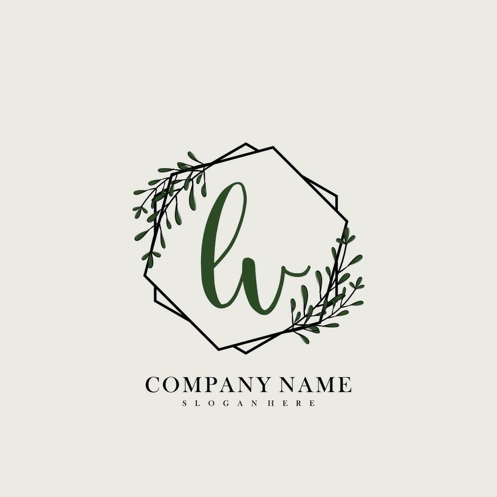 LV Initial beauty floral logo template vector