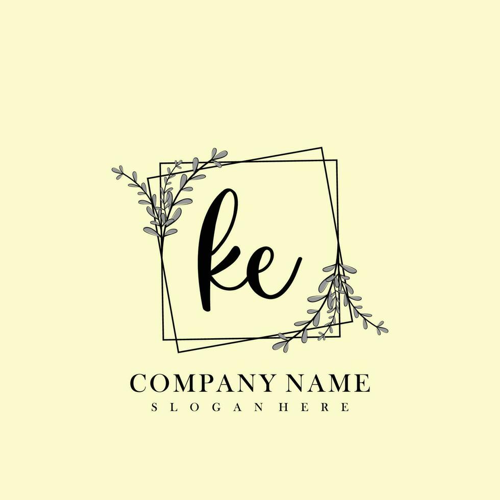KE Initial beauty floral logo template vector