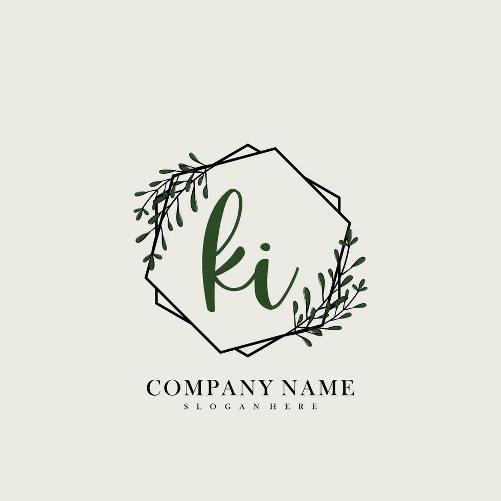 KI Initial beauty floral logo template vector