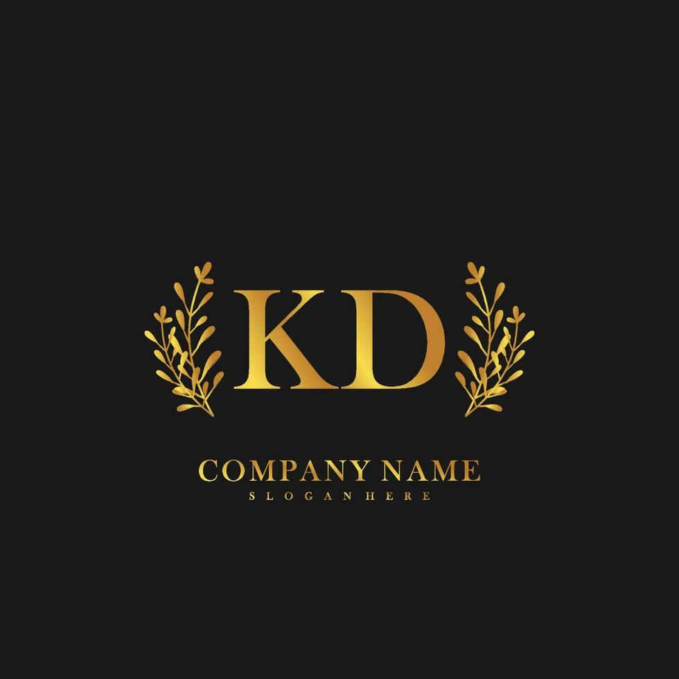 KD Initial beauty floral logo template vector