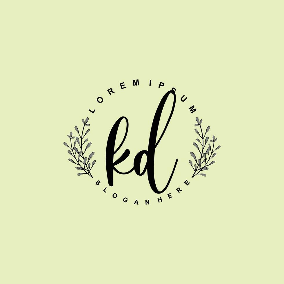 KD Initial beauty floral logo template vector