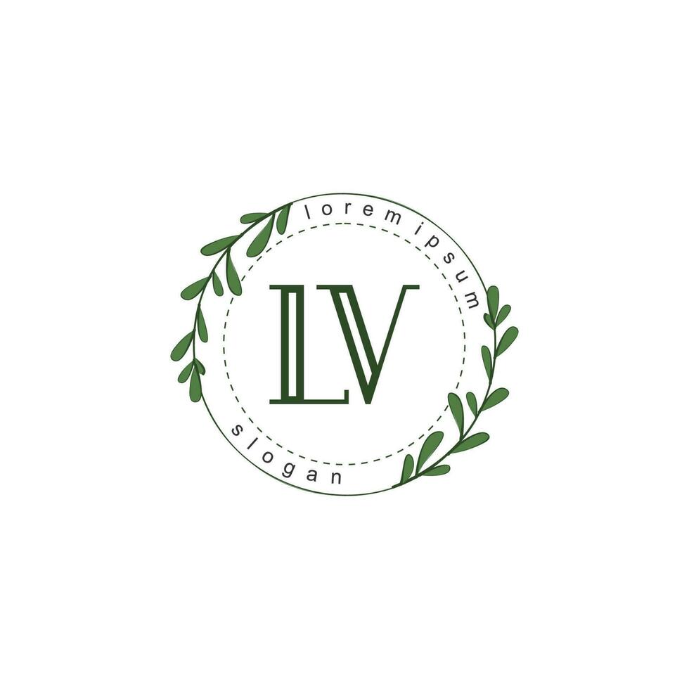 LV Initial beauty floral logo template vector