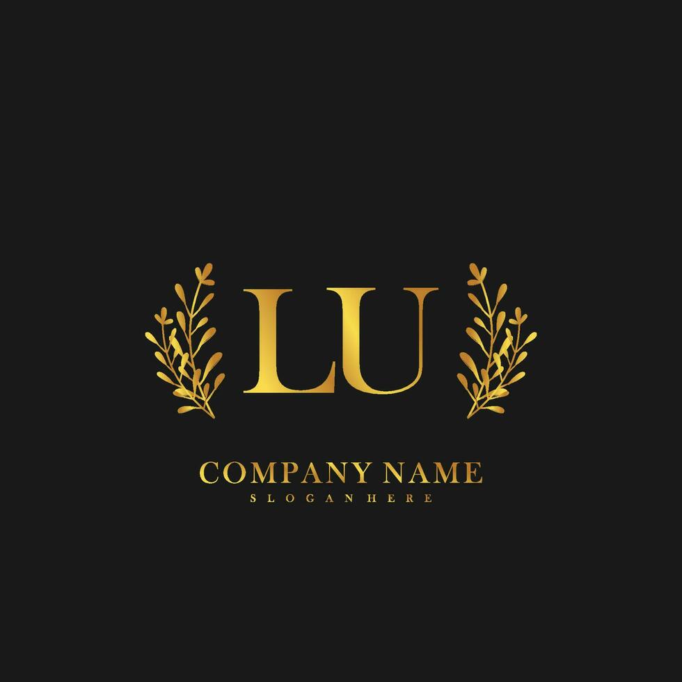 LU Initial beauty floral logo template vector