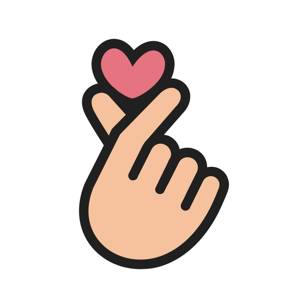 Finger heart icon in flat style. Finger heart vector illustration on white isolated background. Love sign