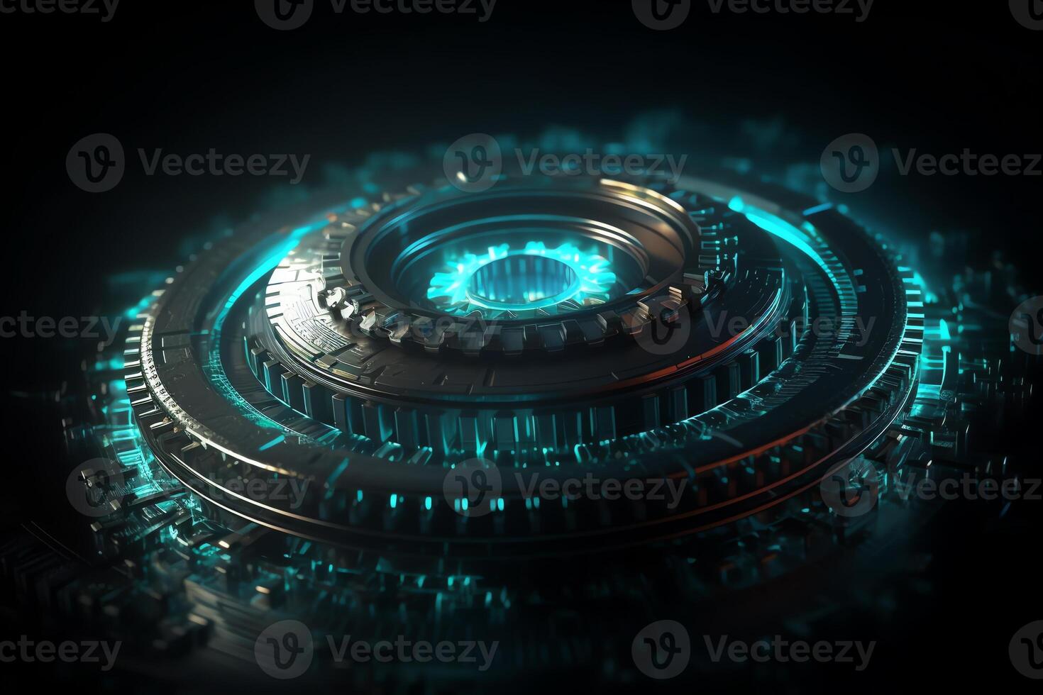 Abstract technology background technology concept gear wheel big data concept 3d illustration 3d rendering. photo