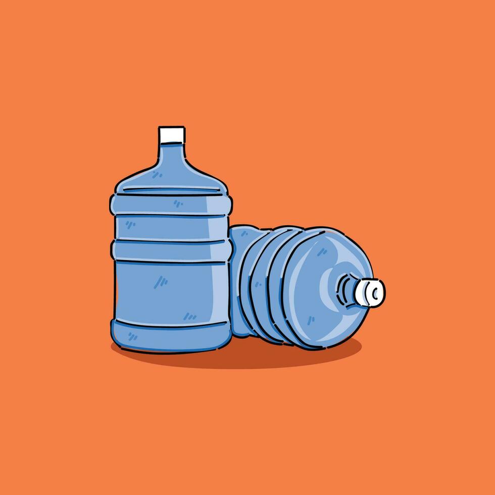 dos galones de azul agua lleno con agua en un naranja antecedentes vector ilustración diseño